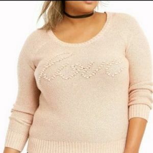 Torrid dusty rose "love" sweater